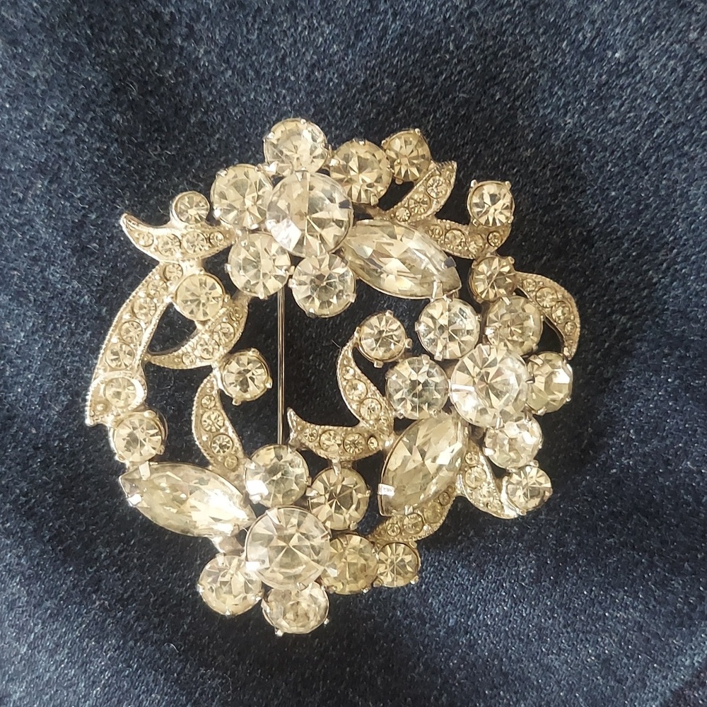 Vintage Eisenberg Ice Large Rhinestone Brooch